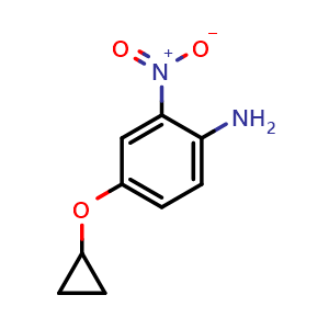 Chemical structure of 4-cyclopropoxy-2-nitroaniline , CAS 1243410-04-9, AChemBlock AD289391