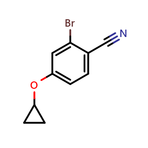 Chemical structure of 2-bromo-4-cyclopropoxybenzonitrile , CAS 1243411-24-6, AChemBlock AD289394