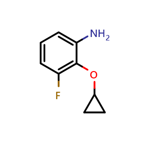 Chemical structure of 2-cyclopropoxy-3-fluoroaniline , CAS 1243474-01-2, AChemBlock AD289396