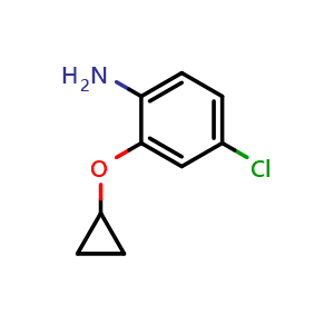 Chemical structure of 4-chloro-2-cyclopropoxyaniline , CAS 1243352-76-2, AChemBlock AD289398
