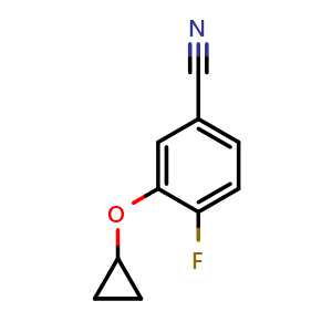 Chemical structure of 3-cyclopropoxy-4-fluorobenzonitrile , CAS 1243353-03-8, AChemBlock AD289400