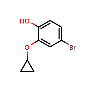 Chemical structure of 4-bromo-2-cyclopropoxyphenol , CAS 485402-61-7, AChemBlock AD289402