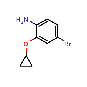 Chemical structure of 4-bromo-2-cyclopropoxyaniline , CAS 1243446-99-2, AChemBlock AD289403