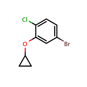 Chemical structure of 4-Bromo-1-chloro-2-cyclopropoxybenzene , CAS 1201196-54-4, AChemBlock AD289404