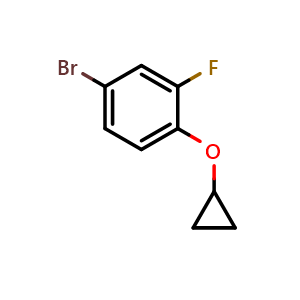 Chemical structure of 4-bromo-1-cyclopropoxy-2-fluorobenzene , CAS 1243387-09-8, AChemBlock AD289405