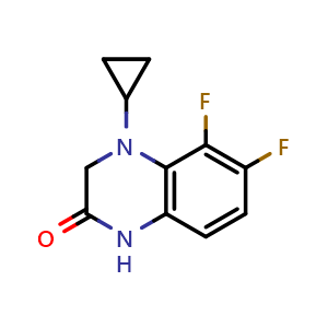 Chemical structure of 4-Cyclopropyl-5,6-difluoro-1,2,3,4-tetrahydroquinoxalin-2-one , CAS 1461715-71-8, AChemBlock AD289409