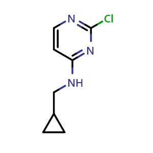Chemical structure of 2-Chloro-N-(cyclopropylmethyl)pyrimidin-4-amine , CAS 928650-23-1, AChemBlock AD289415