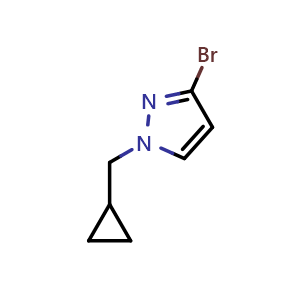 Chemical structure of 3-Bromo-1-(cyclopropylmethyl)-1H-pyrazole , CAS 1224194-80-2, AChemBlock AD289416