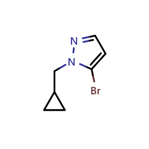 Chemical structure of 5-Bromo-1-(cyclopropylmethyl)-1H-pyrazole , CAS 1781137-46-9, AChemBlock AD289417