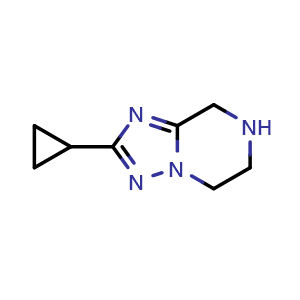 Chemical structure of 2-Cyclopropyl-5,6,7,8-tetrahydro-[1,2,4]triazolo[1,5-a]pyrazine , CAS 681249-78-5, AChemBlock AD289418