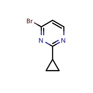 Chemical structure of 4-Bromo-2-cyclopropylpyrimidine , CAS 1086381-83-0, AChemBlock AD289419