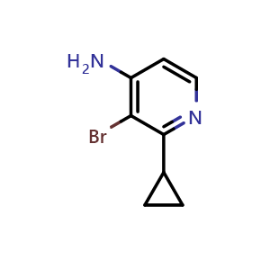 Chemical structure of 3-bromo-2-cyclopropylpyridin-4-amine , CAS 1381938-58-4, AChemBlock AD289420