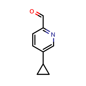 Chemical structure of 5-cyclopropylpicolinaldehyde , CAS 1256825-21-4, AChemBlock AD289422