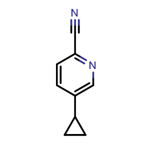Chemical structure of 5-Cyclopropylpicolinonitrile , CAS 188918-74-3, AChemBlock AD289423