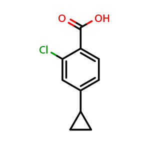 Chemical structure of 2-Chloro-4-cyclopropylbenzoic Acid , CAS 1237104-36-7, AChemBlock AD289424