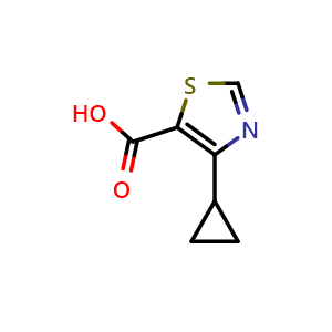 Chemical structure of 4-Cyclopropyl-1,3-thiazole-5-carboxylic acid , CAS 1266822-87-0, AChemBlock AD289426