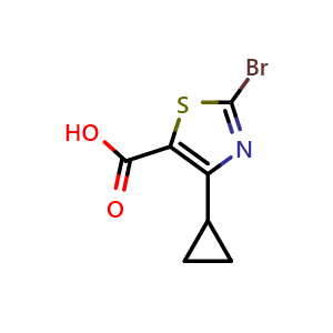 Chemical structure of 2-Bromo-4-cyclopropylthiazole-5-carboxylic acid , CAS 1781843-53-5, AChemBlock AD289427