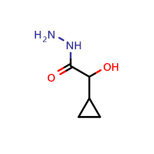 Chemical structure of 2-cyclopropyl-2-hydroxyacetohydrazide , CAS 934175-32-3, AChemBlock AD289431