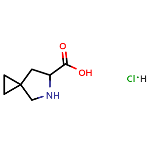 Chemical structure of 5-Azaspiro[2.4]heptane-6-carboxylic acid hydrochloride , CAS 2984096-10-6, AChemBlock AD289438