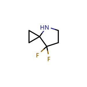 Chemical structure of 7,7-Difluoro-4-azaspiro[2.4]heptane , CAS 1547146-13-3, AChemBlock AD289440