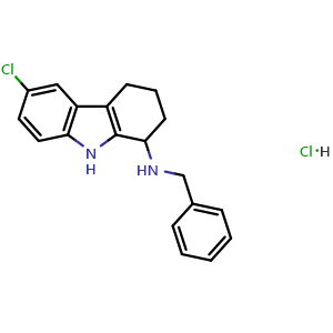 Chemical structure of N-benzyl-6-chloro-2,3,4,9-tetrahydro-1H-carbazol-1-amine hydrochloride , CAS 121594-16-9, AChemBlock AD289451