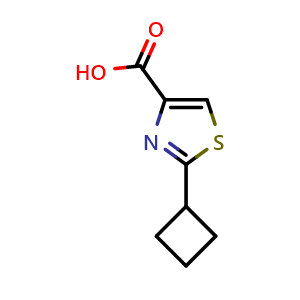Chemical structure of 2-Cyclobutylthiazole-4-carboxylic acid , CAS 1179337-86-0, AChemBlock AD289454