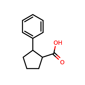 Chemical structure of 2-Phenylcyclopentane-1-carboxylic acid , CAS 7015-25-0, AChemBlock AD289459