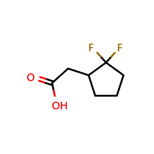 Chemical structure of 2-(2,2-Difluorocyclopentyl)acetic acid , CAS 1532703-00-6, AChemBlock AD289460