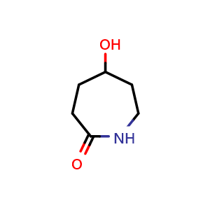 Chemical structure of 5-Hydroxyazepan-2-one , CAS 23435-09-8, AChemBlock AD289461