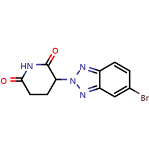 Chemical structure of 3-(5-bromo-2H-1,2,3-benzotriazol-2-yl)piperidine-2,6-dione , CAS 2983060-73-5, AChemBlock AD289465