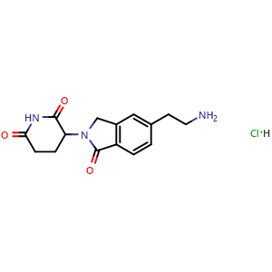 Chemical structure of 3-[5-(2-Aminoethyl)-1-oxoisoindolin-2-yl]piperidine-2,6-dione hydrochloride , CAS 2955708-46-8, AChemBlock AD289466