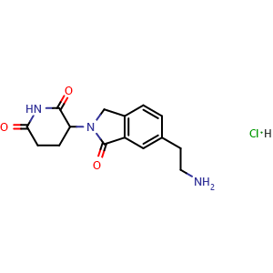 Chemical structure of 3-[6-(2-Aminoethyl)-1-oxoisoindolin-2-yl]piperidine-2,6-dione hydrochloride , CAS 2923574-87-0, AChemBlock AD289467