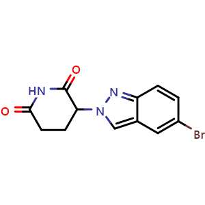 Chemical structure of 3-(5-bromoindazol-2-yl)piperidine-2,6-dione , CAS 2758533-16-1, AChemBlock AD289469