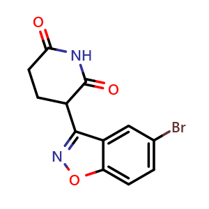 Chemical structure of 3-(5-Bromobenzo[d]isoxazol-3-yl)piperidine-2,6-dione , CAS 2905362-70-9, AChemBlock AD289473