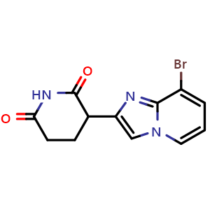 Chemical structure of 3-{8-bromoimidazo[1,2-a]pyridin-2-yl}piperidine-2,6-dione , CAS 2925079-10-1, AChemBlock AD289475