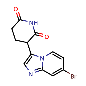 Chemical structure of 3-{7-bromoimidazo[1,2-a]pyridin-3-yl}piperidine-2,6-dione , CAS 2925103-00-8, AChemBlock AD289476