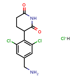 Chemical structure of 3-(4-(Aminomethyl)-2,6-dichlorophenyl)piperidine-2,6-dione hydrochloride , CAS 3069895-40-2, AChemBlock AD289478