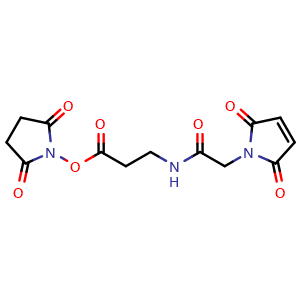 Chemical structure of 2,5-dioxopyrrolidin-1-yl 3-(2-(2,5-dioxo-2,5-dihydro-1H-pyrrol-1-yl)acetamido)propanoate , CAS 2952678-35-0, AChemBlock AD289481