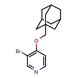 Chemical structure of 4-(Adamantan-1-ylmethoxy)-3-bromopyridine , CAS 1629064-56-7, AChemBlock AD289493