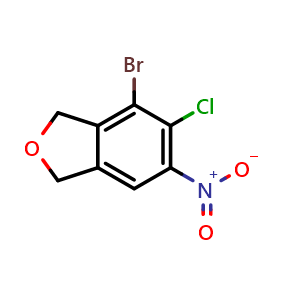 Chemical structure of 4-bromo-5-chloro-6-nitro-1,3-dihydro-2-benzofuran , CAS 2991356-65-9, AChemBlock AD289498