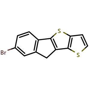 Chemical structure of 7-Bromo-9H-indeno[1,2-b]thieno[2,3-d]thiophene , CAS 1448993-79-0, AChemBlock AD289505