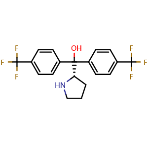 Chemical structure of (S)-Pyrrolidin-2-ylbis(4-(trifluoromethyl)phenyl)methanol , CAS 131180-65-9, AChemBlock AD289515