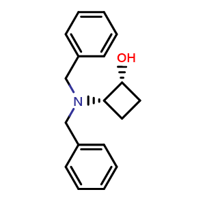 Chemical structure of (1R,2S)-2-(Dibenzylamino)cyclobutanol , CAS 2954727-37-6, AChemBlock AD289521