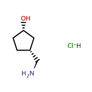 Chemical structure of (1S,3R)-3-(Aminomethyl)cyclopentanol hydrochloride , CAS 3055729-99-9, AChemBlock AD289527