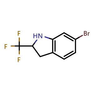 Chemical structure of 6-Bromo-2-(trifluoromethyl)indoline , CAS 1391119-36-0, AChemBlock AD289534