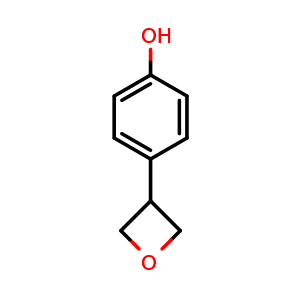 Chemical structure of 4-(Oxetan-3-yl)phenol , CAS 1402565-90-5, AChemBlock AD289535