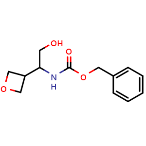 Chemical structure of Benzyl N-[2-hydroxy-1-(oxetan-3-yl)ethyl]carbamate , CAS 2680768-01-6, AChemBlock AD289538