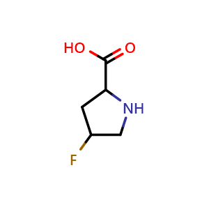 Chemical structure of 4-fluoropyrrolidine-2-carboxylic acid , CAS 7553-49-3, AChemBlock AD289541