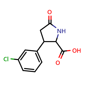 Chemical structure of 3-(3-Chlorophenyl)-5-oxopyrrolidine-2-carboxylic acid , CAS 1219368-65-6, AChemBlock AD289547