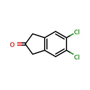 Chemical structure of 5,6-Dichloro-1H-inden-2(3H)-one , CAS 1187983-77-2, AChemBlock AD289553